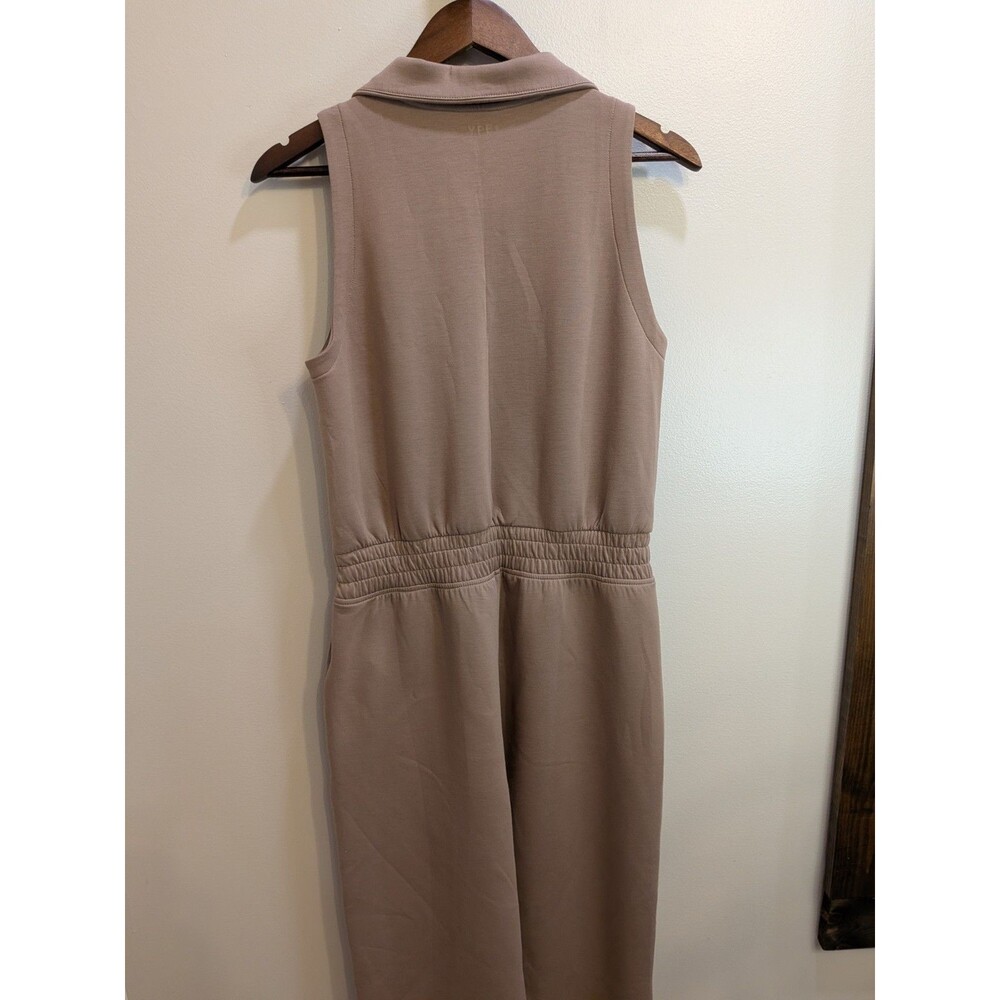 YPB neoKNIT Brown Sleeveless Zip Jumpsuit M Elastic Waist Pockets Tapered - Picture 8 of 11